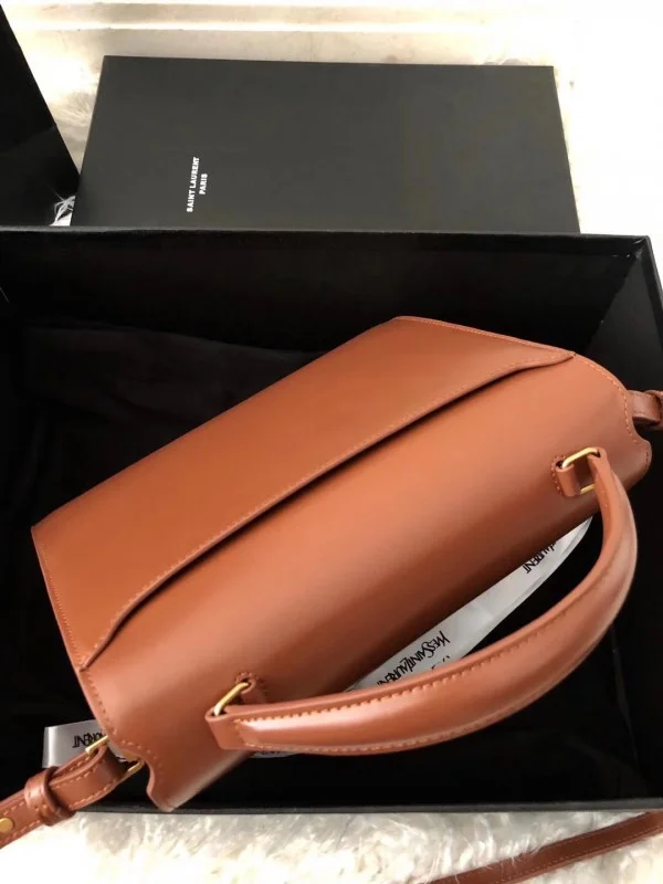 Replica YSL Fake Saint Laurent Cassandra Medium Bag In Brown Suede 4