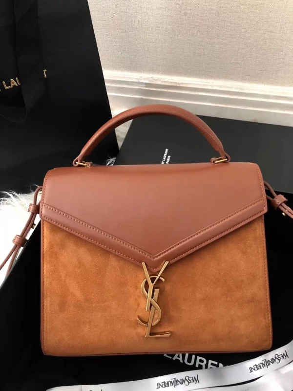 Replica YSL Fake Saint Laurent Cassandra Medium Bag In Brown Suede 7