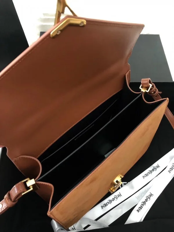 Replica YSL Fake Saint Laurent Cassandra Medium Bag In Brown Suede 8