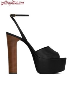 Replica YSL Saint Laurent Jodie Platform Sandals in Shiny Leather