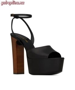 Replica YSL Saint Laurent Jodie Platform Sandals in Shiny Leather 2