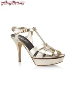 Replica YSL Saint Laurent Tribute Metallic Leather Sandals 2