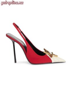 Replica YSL Saint Laurent Volver Slingback Pumps In Crepe De Chine And Smooth Leather