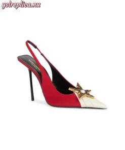 Replica YSL Saint Laurent Volver Slingback Pumps In Crepe De Chine And Smooth Leather 2