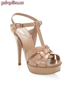 Replica YSL Saint Laurent Tribute 105MM Patent Leather Platform Sandals 2