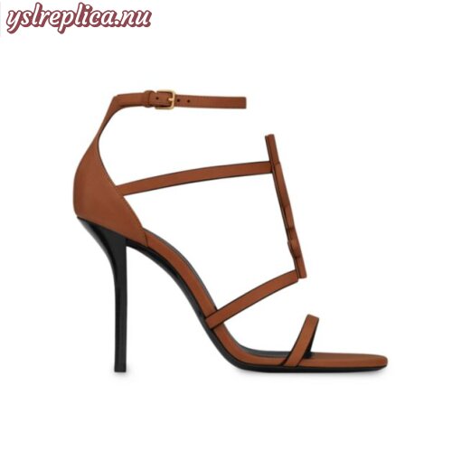 Replica YSL Saint Laurent Cassandra Sandals in Smooth Vegetable-Tanned Leather with Monogram