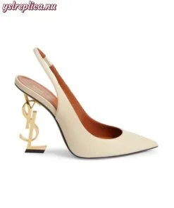 Replica YSL Saint Laurent Opyum Logo-Heel Leather Slingback Pumps