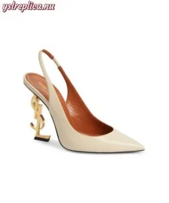 Replica YSL Saint Laurent Opyum Logo-Heel Leather Slingback Pumps 2