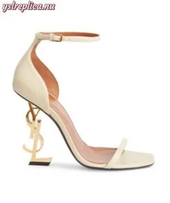 Replica YSL Saint Laurent Opyum Logo-Heel Leather Sandals