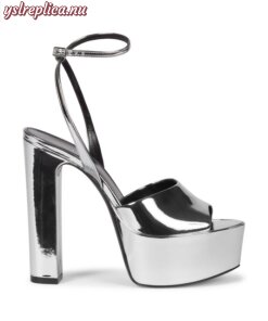 Replica YSL Saint Laurent Jodie Platform Sandals In Reflective Leather