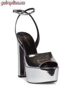 Replica YSL Saint Laurent Jodie Platform Sandals In Reflective Leather 2