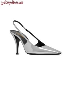 Replica YSL Saint Laurent Blade Slingback Pumps In Mirrored Leather 2