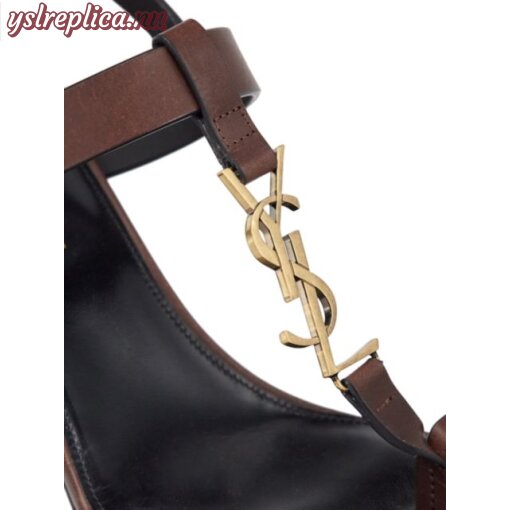 Replica YSL Saint Laurent Cassandra Leather Slingback Sandals 6