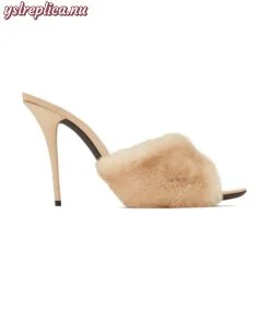 Replica YSL Saint Laurent La 16 Heeled Mules in Animal Free-fur and Smooth Leather