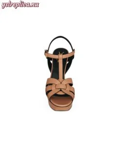 Replica YSL Saint Laurent Tribute Platform Sandals in Vegetable-tanned Leather 2