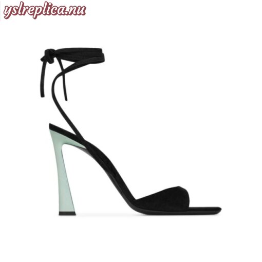 Replica YSL Saint Laurent Paz Sandals in Suede and Metallized Leather