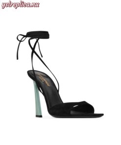 Replica YSL Saint Laurent Paz Sandals in Suede and Metallized Leather 2