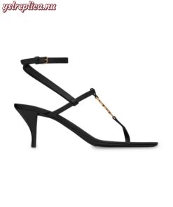 Replica YSL Saint Laurent Cassandra Sandals in Smooth Leather with Monogram
