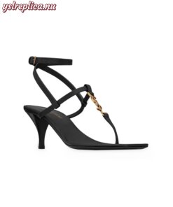 Replica YSL Saint Laurent Cassandra Sandals in Smooth Leather with Monogram 2