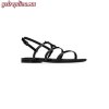 Replica YSL Saint Laurent Cassandra Flat Sandals In Patent Leather With Black Monogram