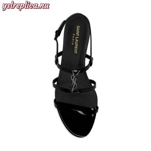 Replica YSL Saint Laurent Cassandra Flat Sandals In Patent Leather With Black Monogram 4