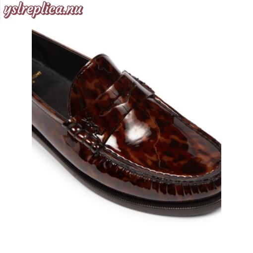 Replica YSL Saint Laurent Le Loafer Monogram Penny Slippers In Tortoise Shell Patent Leather 6