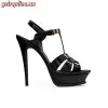 Replica YSL Saint Laurent Tribute Platform Sandals in Patent Leather 3