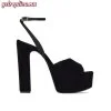 Replica YSL Saint Laurent Bianca Platform Sandals in Smooth Leather 5