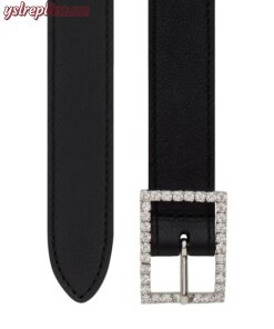 Replica YSL Saint Laurent Strass Buckle Belt In Smooth Leather 2