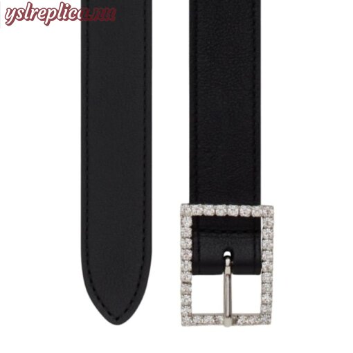 Replica YSL Saint Laurent Strass Buckle Belt In Smooth Leather 2