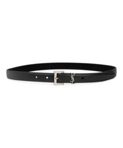 Replica YSL Saint Laurent Cassandre Thin Belt with Square Buckle in Lacquered Leather