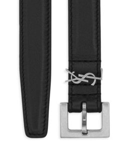 Replica YSL Saint Laurent Cassandre Thin Belt with Square Buckle in Lacquered Leather 2