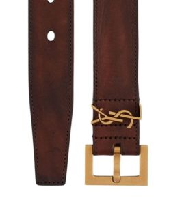 Replica YSL Saint Laurent Monogram Aged Leather Belt 2