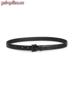 Replica YSL Saint Laurent Croc-Embossed Logo Buckle Belt