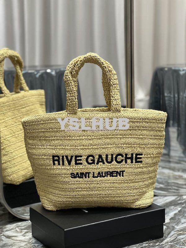 Replica YSL Saint Laurent Rive Gauche Supple Tote Bag In Raffia Croche