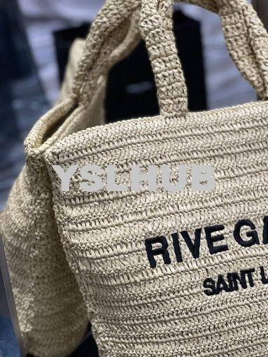 Replica YSL Saint Laurent Rive Gauche Supple Tote Bag In Raffia Croche 4