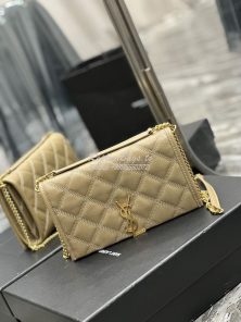 Replica YSL Saint Laurent Becky Chain Wallet In Diamond-quilted Lambsk 2