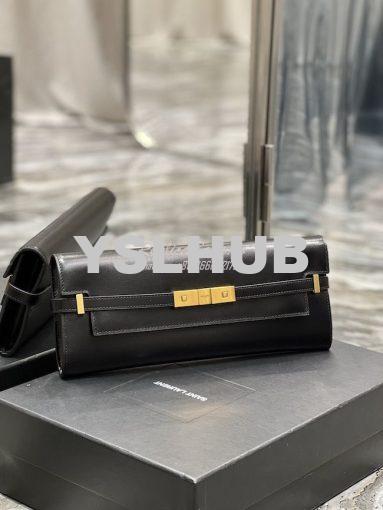Replica YSL Saint Laurent Manhattan Clutch In Box Leather 695949 Black 2