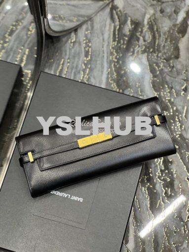 Replica YSL Saint Laurent Manhattan Clutch In Box Leather 695949 Black 5