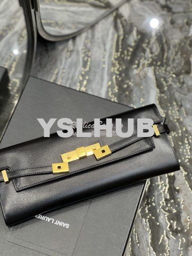 Replica YSL Saint Laurent Manhattan Clutch In Box Leather 695949 Black 6