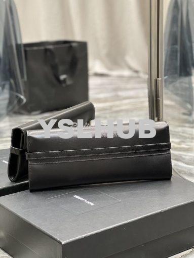 Replica YSL Saint Laurent Manhattan Clutch In Box Leather 695949 Black 9