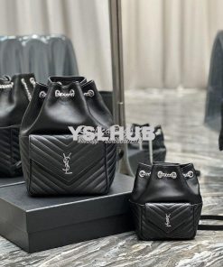 Replica YSL Saint Laurent Joe Backpack In Lambskin 672609 Black Silver