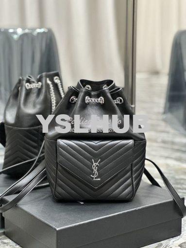 Replica YSL Saint Laurent Joe Backpack In Lambskin 672609 Black Silver 3