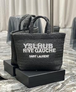 Replica YSL Saint Laurent Rive Gauche Supple Tote Bag In Raffia Croche 2
