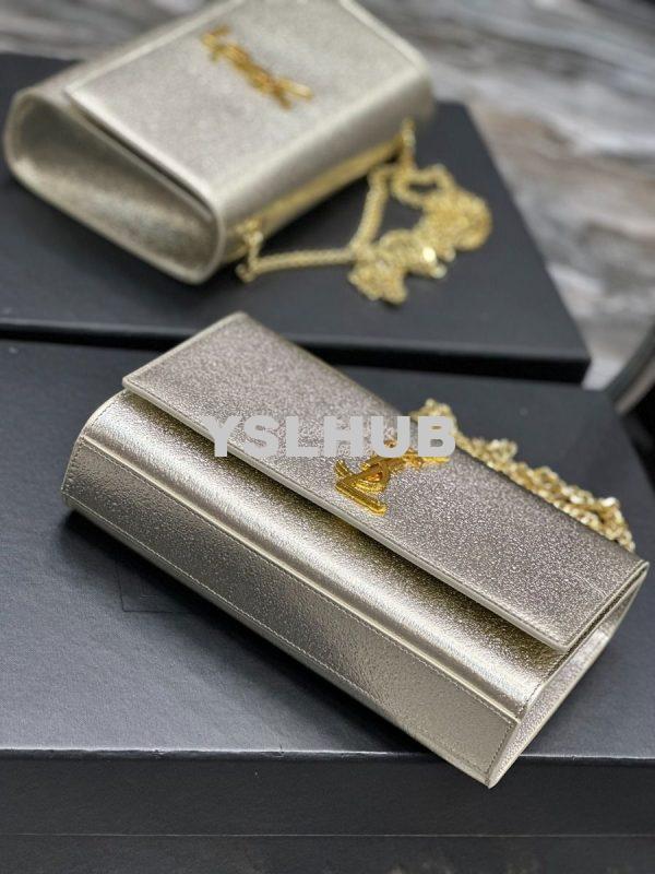Replica YSL Saint Laurent Medium Kate Chain Bag In Pale Gold Metallic 8
