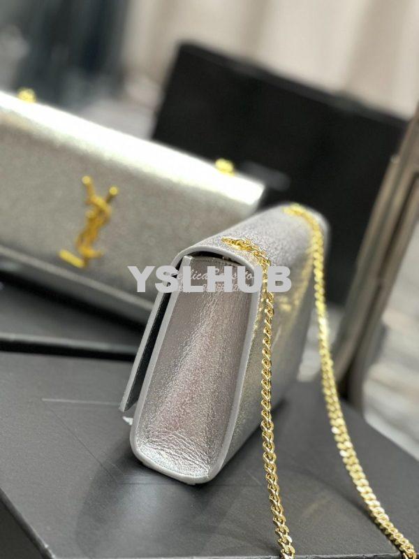 Replica YSL Saint Laurent Medium Kate Chain Bag In Silver Metallic Cal 7