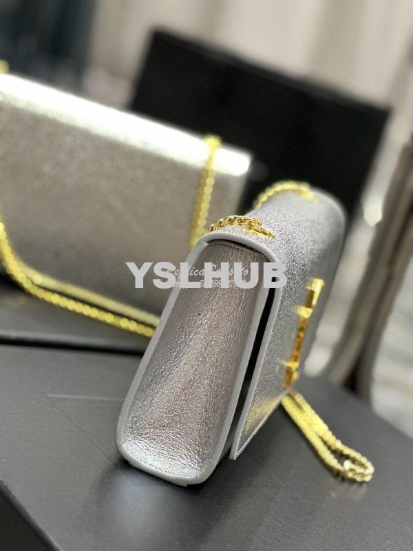 Replica YSL Saint Laurent Medium Kate Chain Bag In Silver Metallic Cal 8