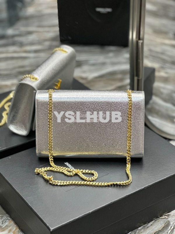Replica YSL Saint Laurent Medium Kate Chain Bag In Silver Metallic Cal 13