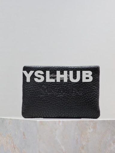 Replica Saint Laurent YSL Logo-Debossed Textured-Leather Pouch In Lamb 2