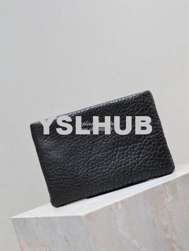 Replica Saint Laurent YSL Logo-Debossed Textured-Leather Pouch In Lamb 9